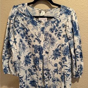 H&M Blue Floral Blouse